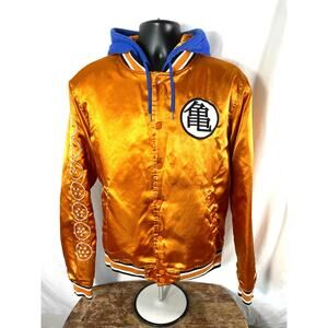 Dragon Ball Z Goku Satin Bomber Jacket Orange Capsule Anime M